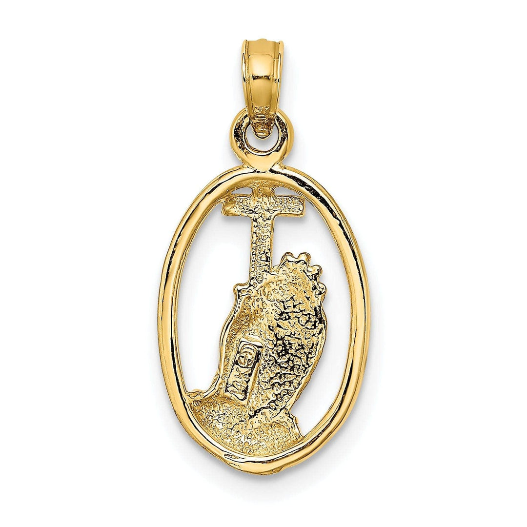 Lovely Rita's Pendants & Charms 14K Yellow Gold Praying Hands holding Cross In Oval Design Pendant