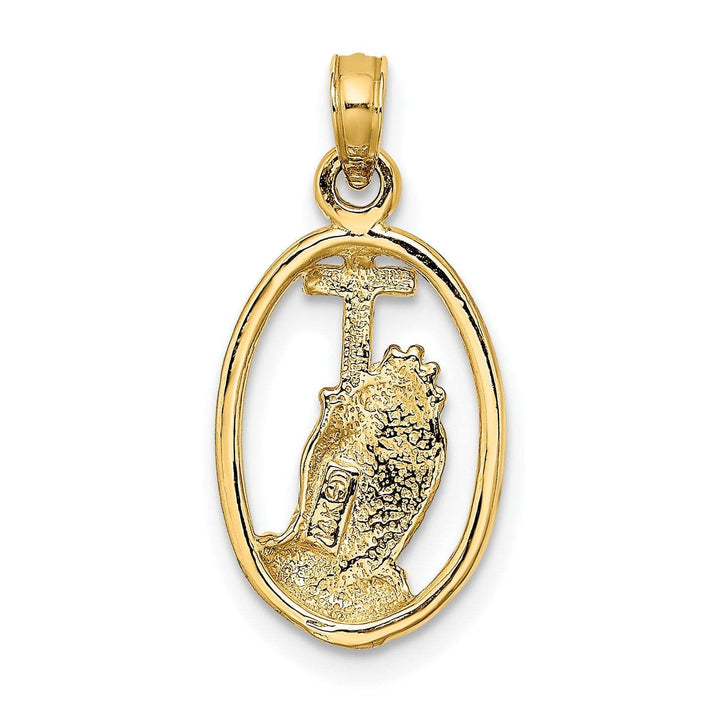 Lovely Rita's Pendants & Charms 14K Yellow Gold Praying Hands holding Cross In Oval Design Pendant