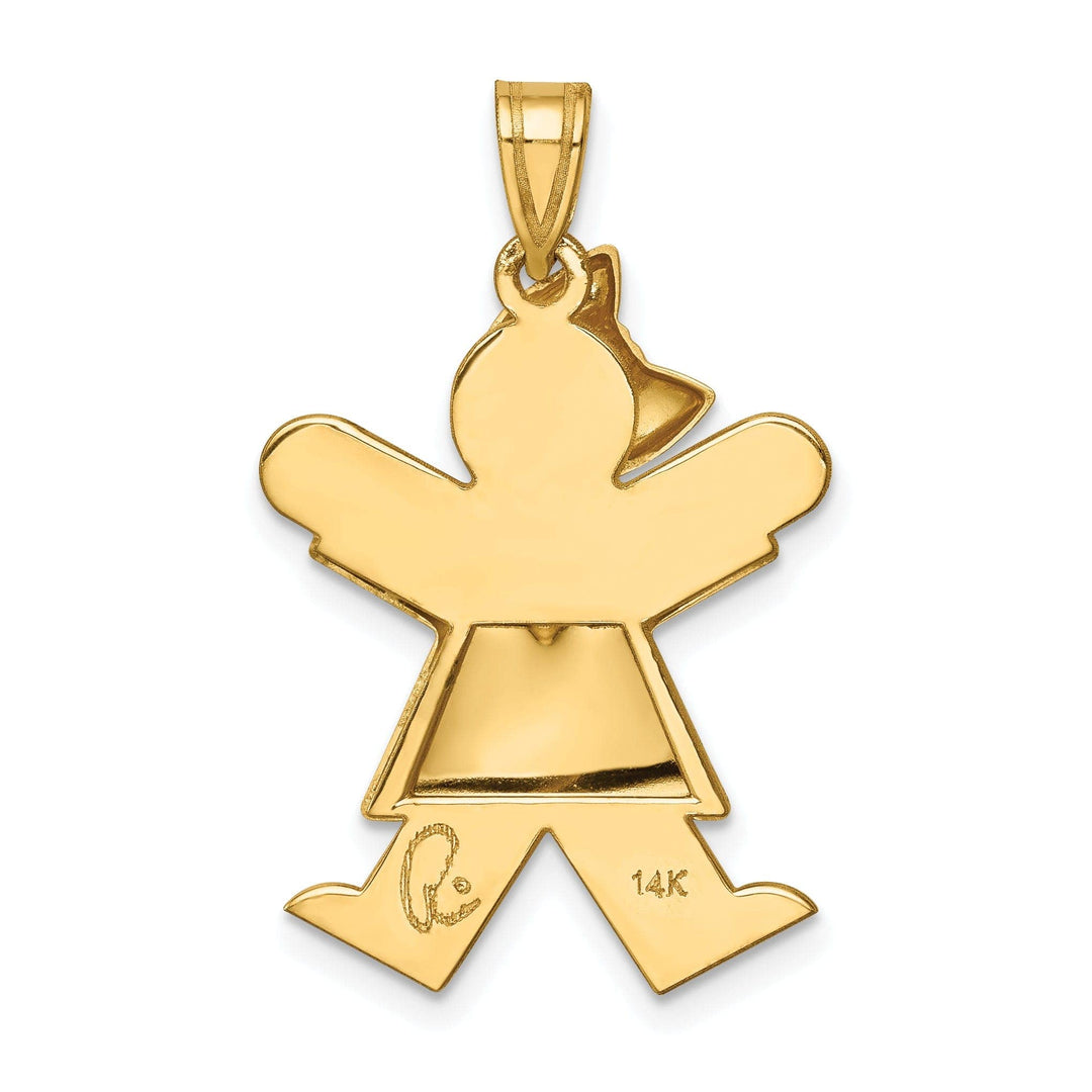 Lovely Rita's Pendants & Charms 14k Yellow Gold Puffed Girl With Bow Joy Charm