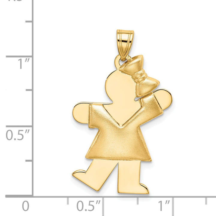 Lovely Rita's Pendants & Charms 14k Yellow Gold Puffed Girl With Bow Kiss Charm