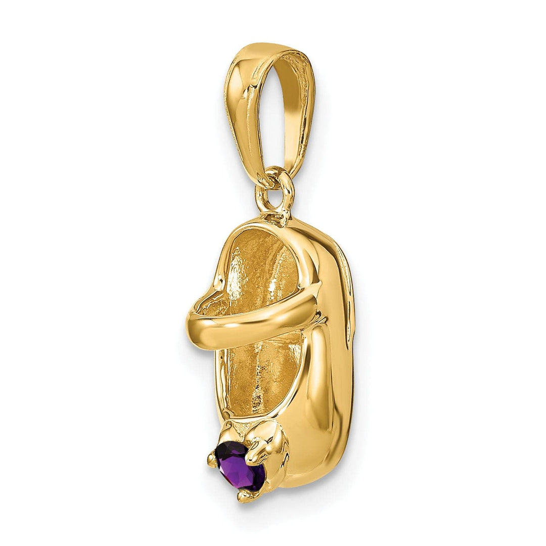 Lovely Rita's Pendants & Charms 14k Yellow Gold Purple Stone 3D Baby Shoe Charm