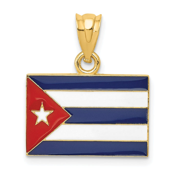 Lovely Rita's Pendants & Charms 14k Yellow Gold Red Blue White Enameled Finish Cuba Flag Charm Pendant