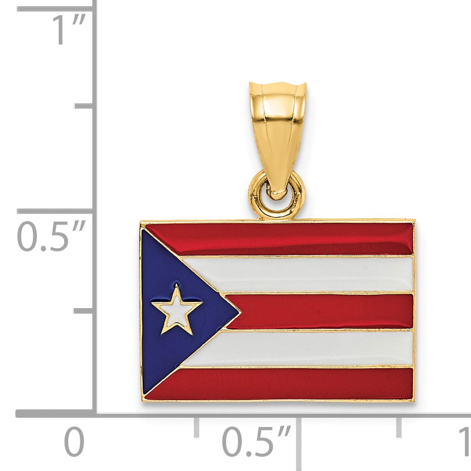 Lovely Rita's Pendants & Charms 14k Yellow Gold Red, Blue, White, Enameled Finish Puerto Rico Flag Charm Pendant