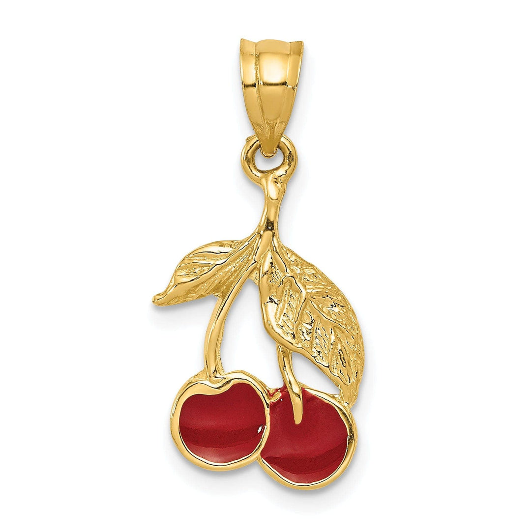 Lovely Rita's Pendants & Charms 14k Yellow Gold Red Enameled Cherries Pendant