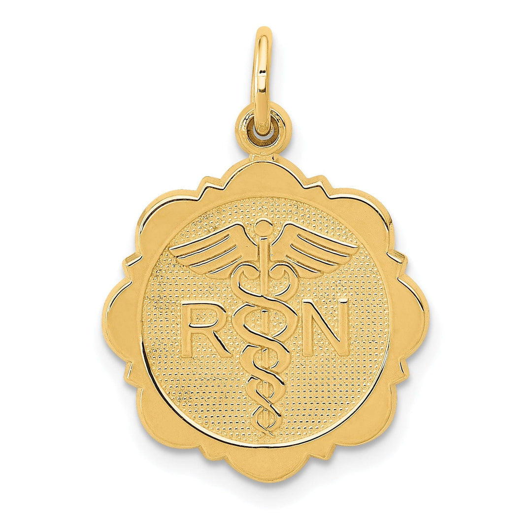 Lovely Rita's Pendants & Charms 14k Yellow Gold Registered Nurse Disc Pendant