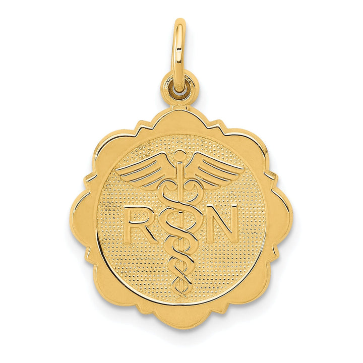 Lovely Rita's Pendants & Charms 14k Yellow Gold Registered Nurse Disc Pendant