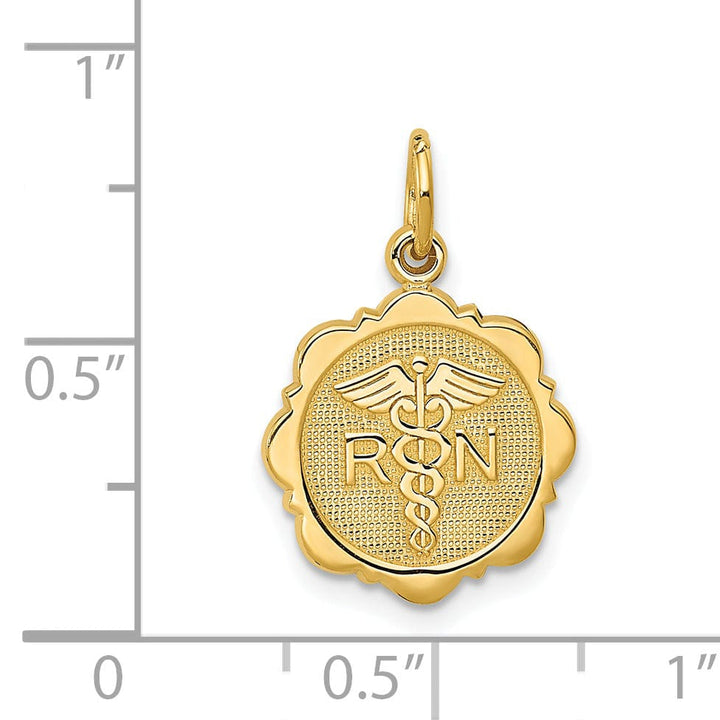 Lovely Rita's Pendants & Charms 14k Yellow Gold Registered Nurse Disc Pendant