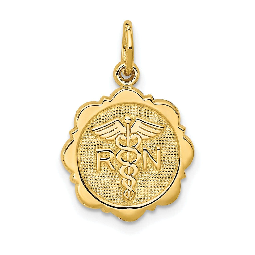 Lovely Rita's Pendants & Charms 14k Yellow Gold Registered Nurse Disc Pendant