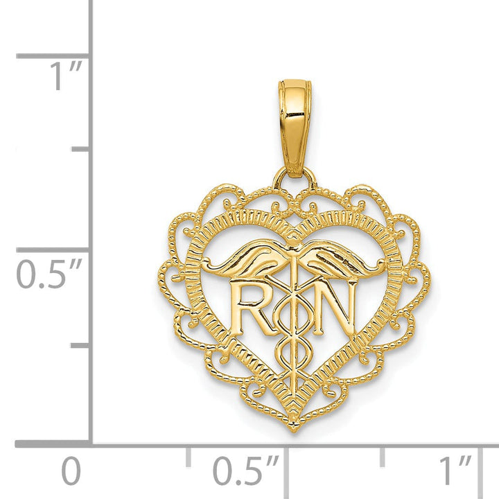 Lovely Rita's Pendants & Charms 14k Yellow Gold Registered Nurse Heart Pendant