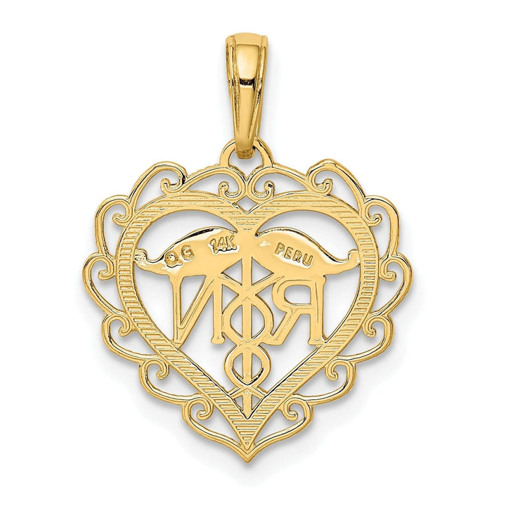 Lovely Rita's Pendants & Charms 14k Yellow Gold Registered Nurse Heart Pendant