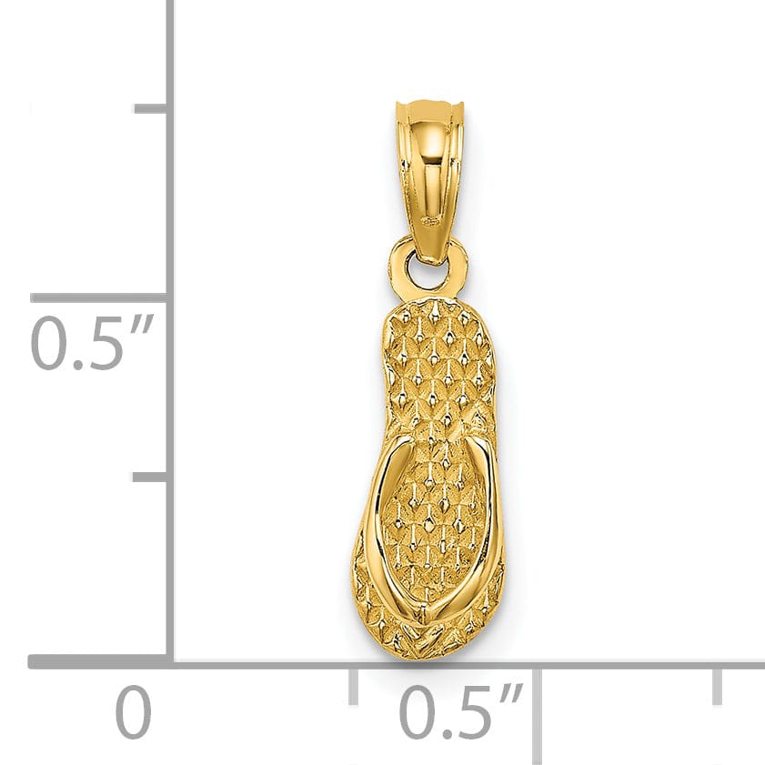 Lovely Rita's Pendants & Charms 14k Yellow Gold Reversible 3-D REHOBOTH Single Flip-Flop Sandal Pendant