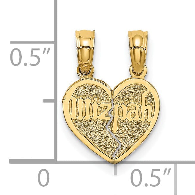 Lovely Rita's Pendants & Charms 14K Yellow Gold Reversible Break Apart Mizpah Heart Shape Pendant