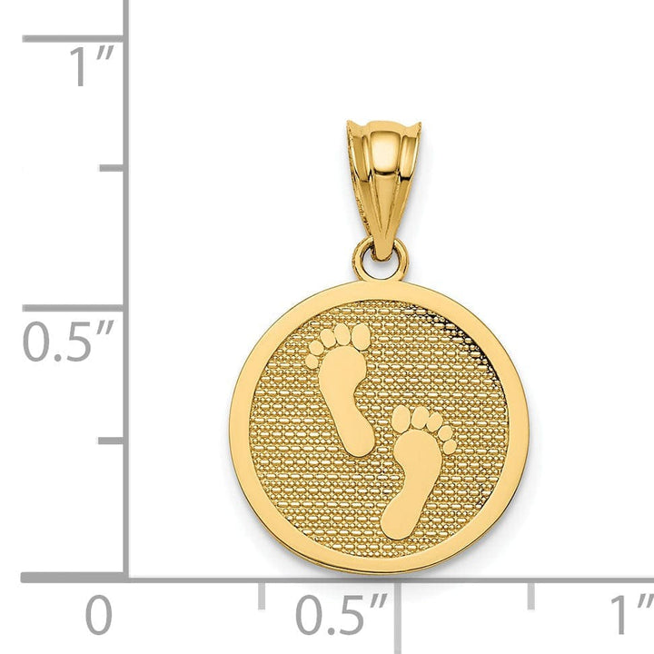 Lovely Rita's Pendants & Charms 14k Yellow Gold Reversible "Have Faith" Discription Footprints Pendant