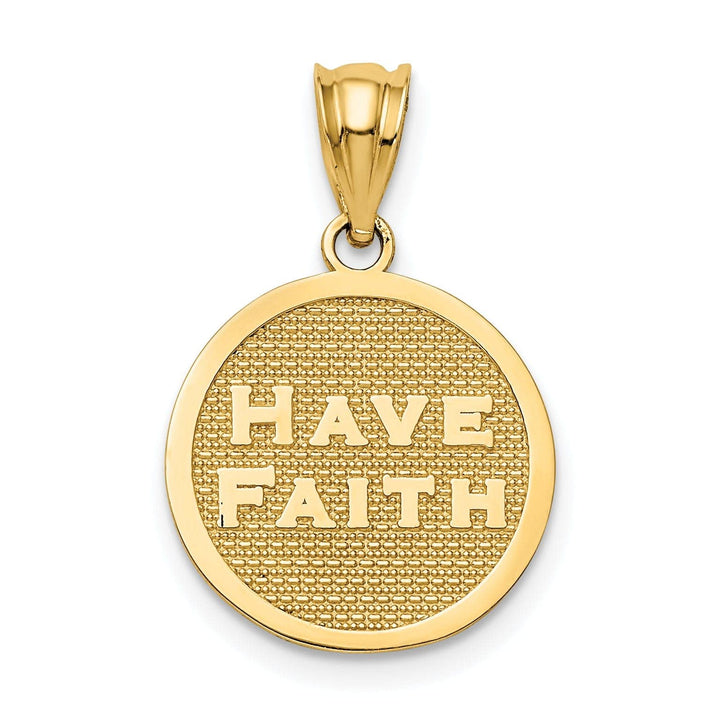 Lovely Rita's Pendants & Charms 14k Yellow Gold Reversible "Have Faith" Discription Footprints Pendant