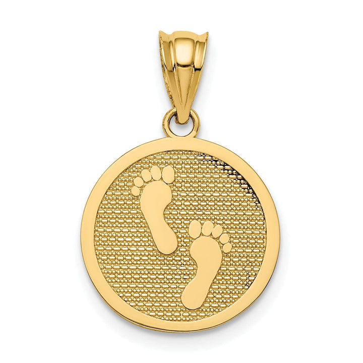 Lovely Rita's Pendants & Charms 14k Yellow Gold Reversible "Have Faith" Discription Footprints Pendant