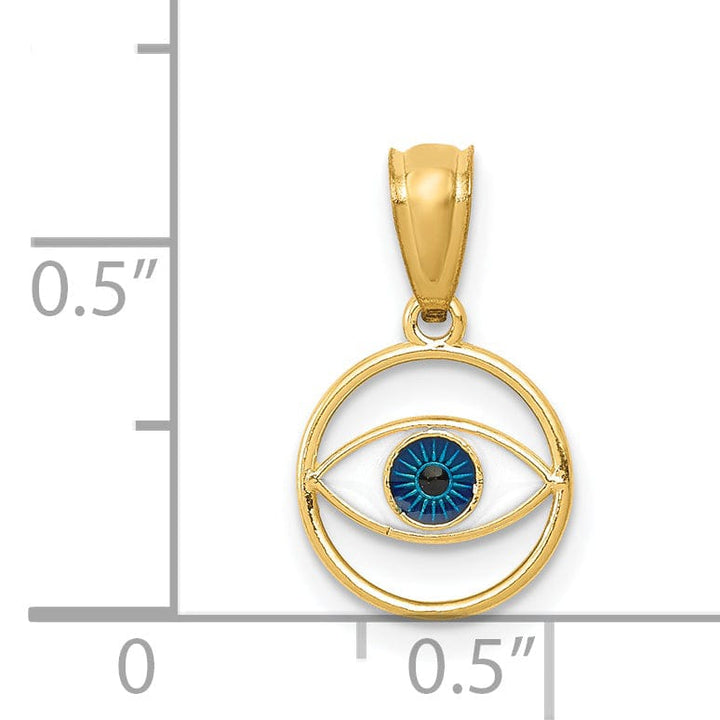 Lovely Rita's Pendants & Charms 14k Yellow Gold Reversible Polished Finish Blue Enameled Eye Round Shape Charm Pendant