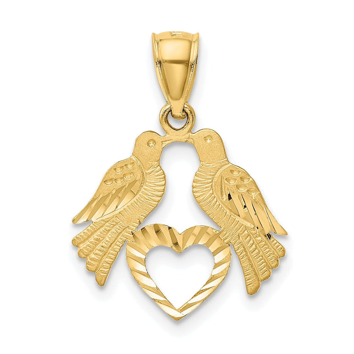 Lovely Rita's Pendants & Charms 14k Yellow Gold Reversible Two Love Birds with Heart Pendant