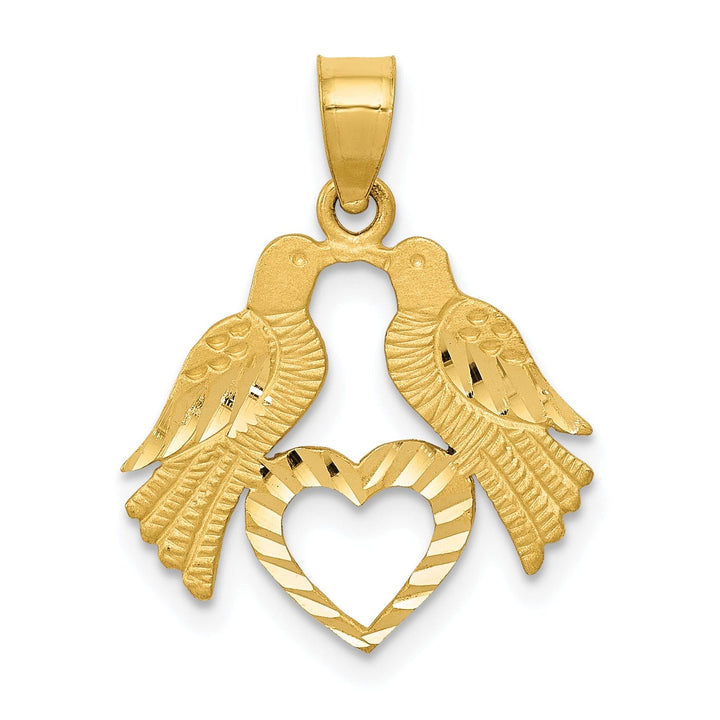 Lovely Rita's Pendants & Charms 14k Yellow Gold Reversible Two Love Birds with Heart Pendant