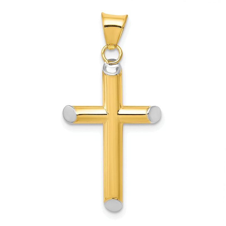 Lovely Rita's Pendants & Charms 14k Yellow Gold Rhodium 3-D Hollow Cross Pendant