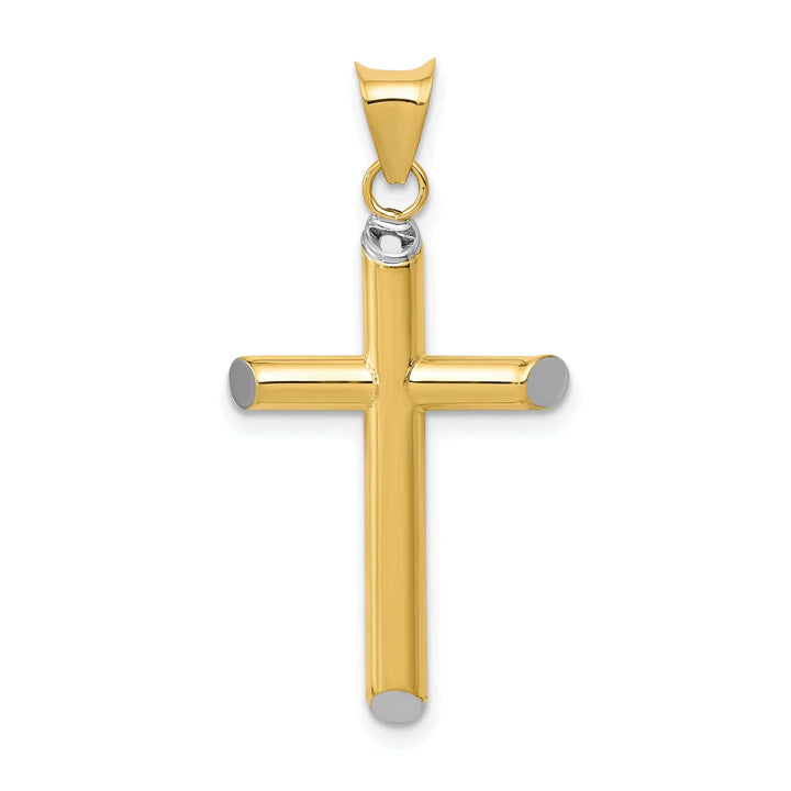 Lovely Rita's Pendants & Charms 14k Yellow Gold Rhodium 3-D Hollow Cross Pendant