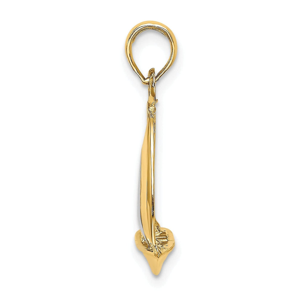 Lovely Rita's Pendants & Charms 14K Yellow Gold Rhodium 3-Dimensional Polished Finished Sailboat Charm Pendant