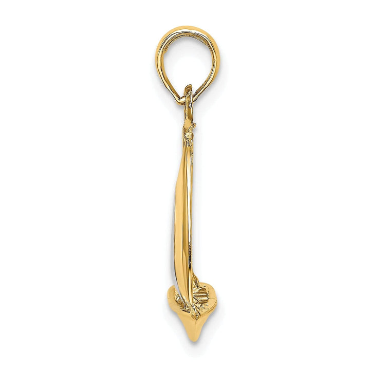 Lovely Rita's Pendants & Charms 14K Yellow Gold Rhodium 3-Dimensional Polished Finished Sailboat Charm Pendant