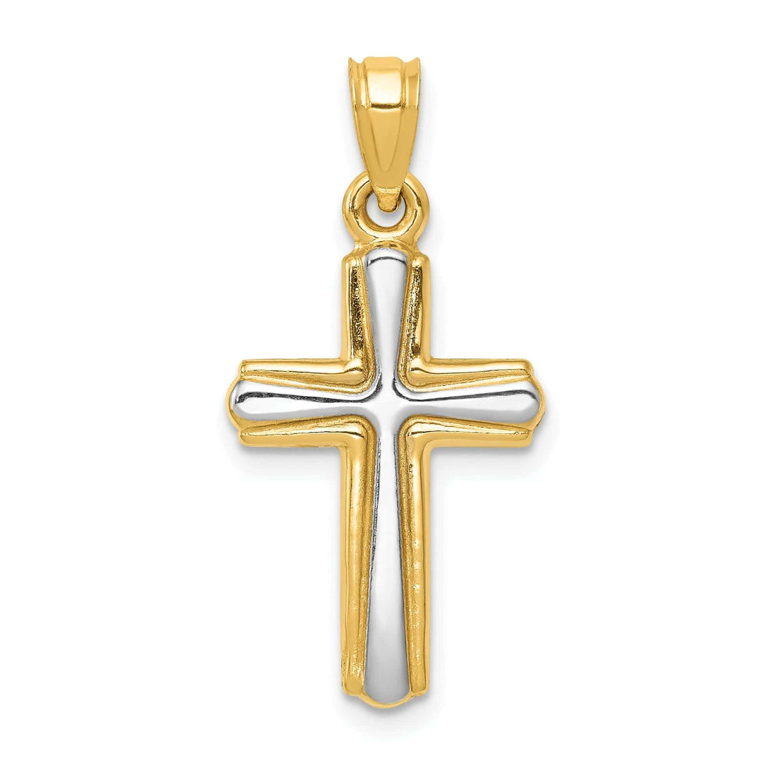 Lovely Rita's Pendants & Charms 14k Yellow Gold Rhodium Cross Pendant