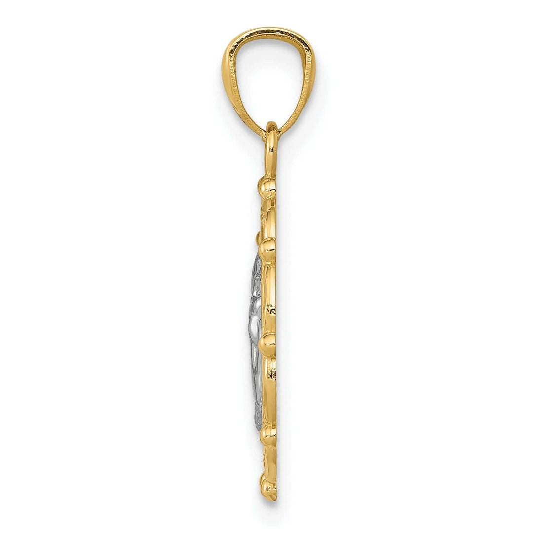 Lovely Rita's Pendants & Charms 14K Yellow Gold Rhodium Finish Round Concave Medal Angel Pendant