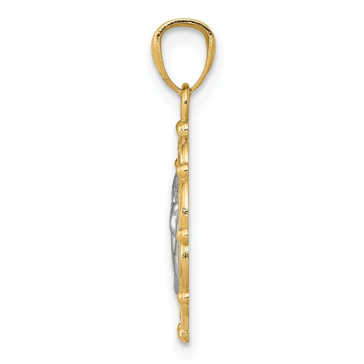 Lovely Rita's Pendants & Charms 14K Yellow Gold Rhodium Finish Round Concave Medal Angel Pendant