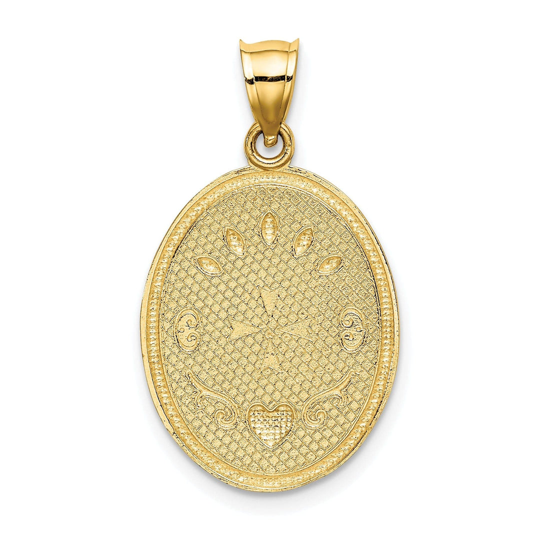 Lovely Rita's Pendants & Charms 14K Yellow Gold Rhodium Oval Shape Angel Cherub with Heart Pendant