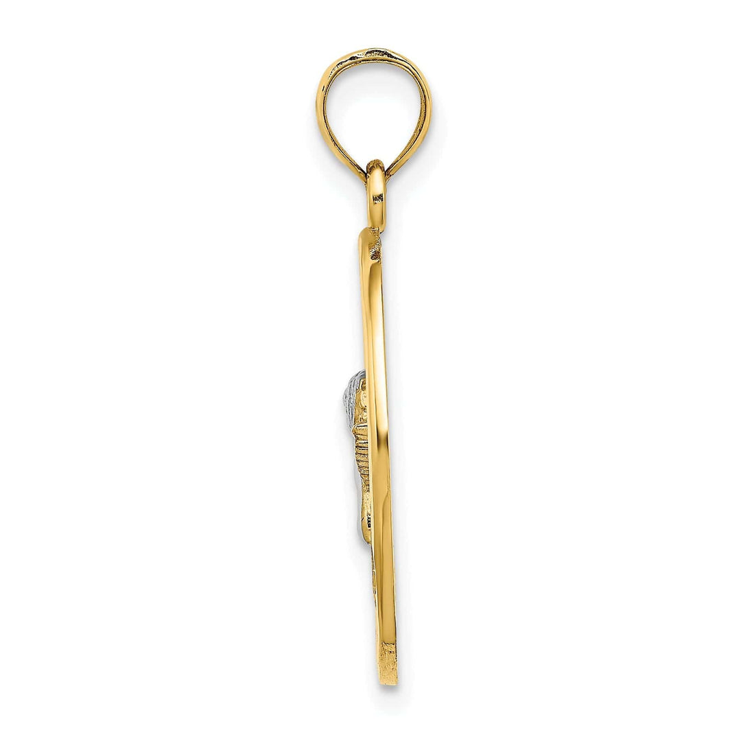 Lovely Rita's Pendants & Charms 14K Yellow Gold Rhodium Oval Shape Angel Cherub with Heart Pendant