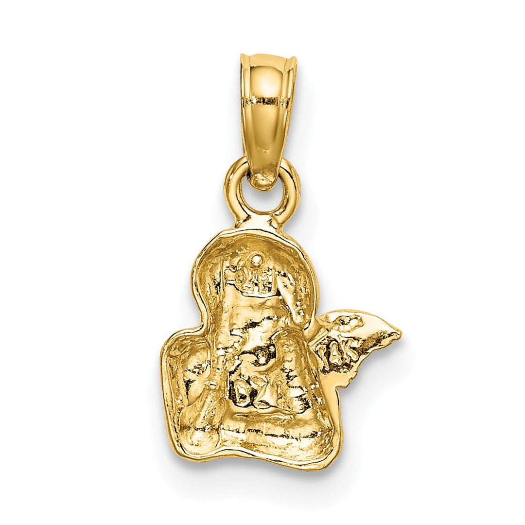 Lovely Rita's Pendants & Charms 14K Yellow Gold Rhodium Polished Angel Resting On Elbow Wings Pendant