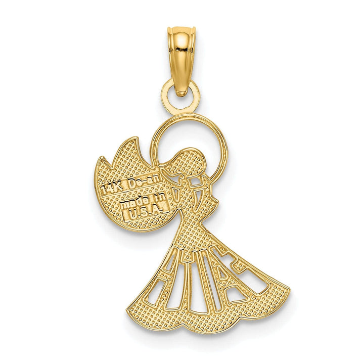Lovely Rita's Pendants & Charms 14K Yellow Gold Rhodium Polished Angel with Faith Script Pendant
