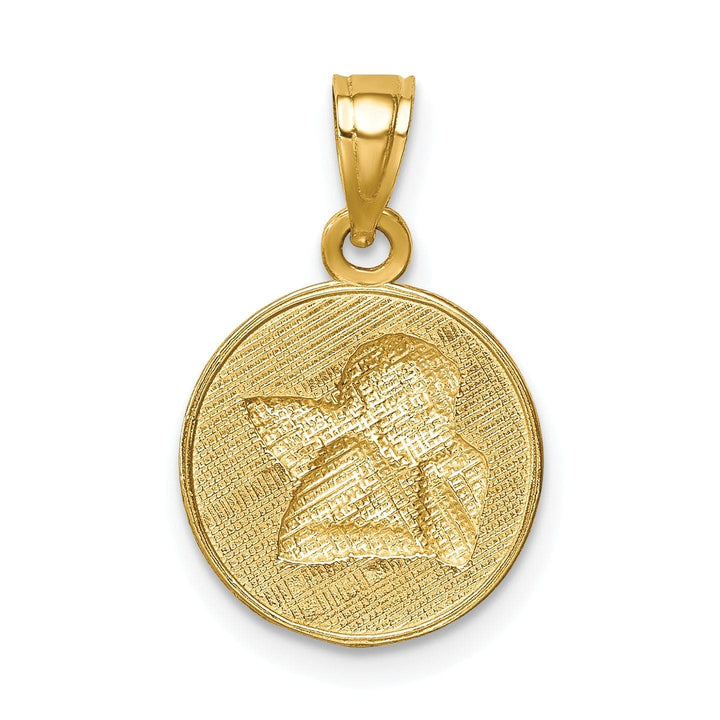 Lovely Rita's Pendants & Charms 14K Yellow Gold Rhodium Polished Concave Angel Medal Pendant