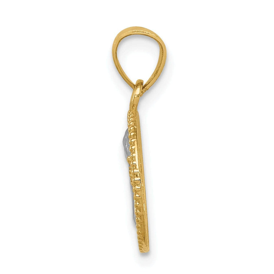 Lovely Rita's Pendants & Charms 14K Yellow Gold Rhodium Polished Concave Angel Medal Pendant