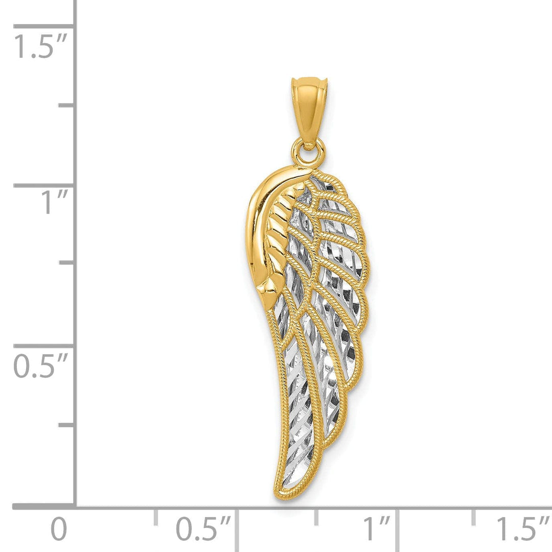 Lovely Rita's Pendants & Charms 14K Yellow Gold Rhodium Polished D.C 3-D Two Level Angel Wing Pendant