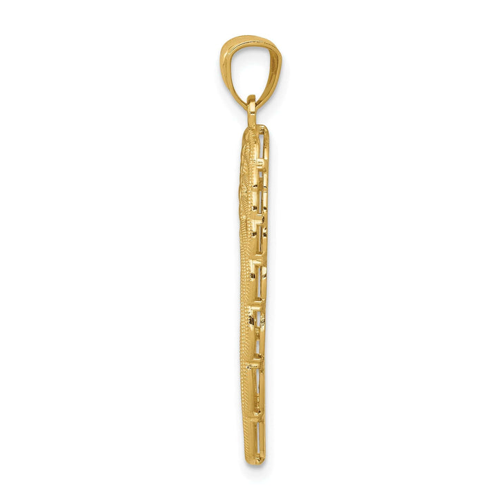 Lovely Rita's Pendants & Charms 14K Yellow Gold Rhodium Polished D.C 3-D Two Level Angel Wing Pendant