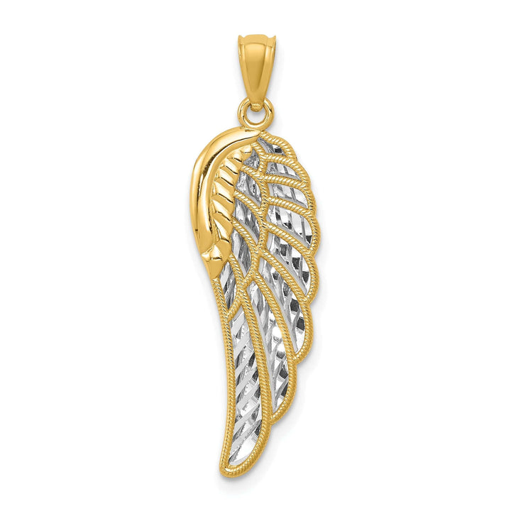 Lovely Rita's Pendants & Charms 14K Yellow Gold Rhodium Polished D.C 3-D Two Level Angel Wing Pendant