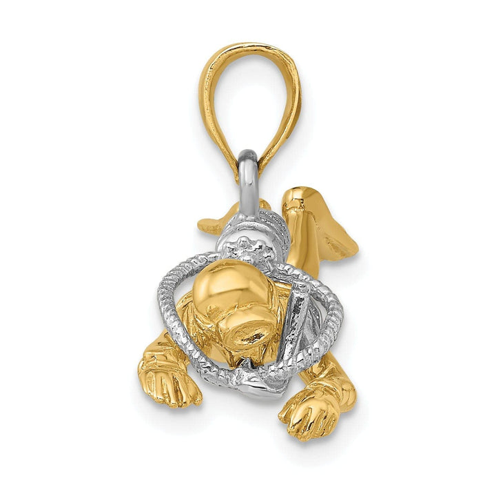 Lovely Rita's Pendants & Charms 14K Yellow Gold Rhodium Polished Finish 3-Dimensional Male Scuba Diver Charm Pendant
