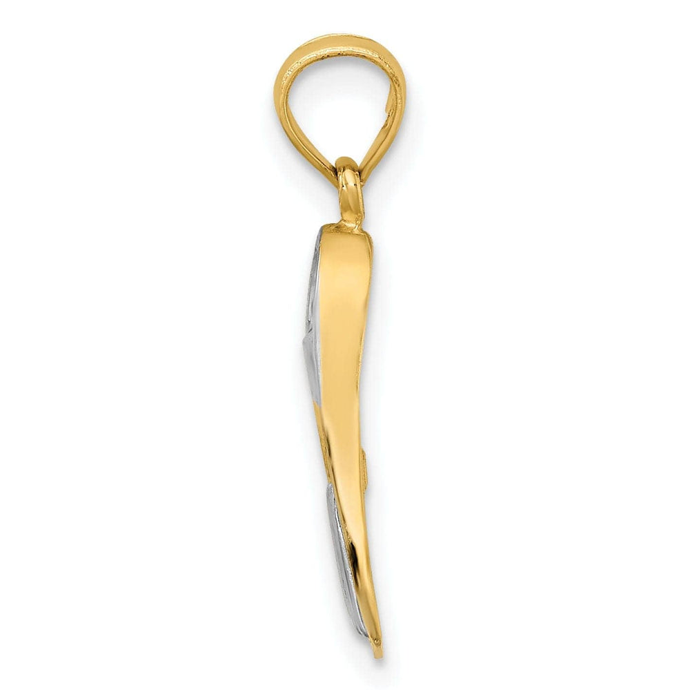 Lovely Rita's Pendants & Charms 14k Yellow Gold Rhodium Polished Finish 3-Dimensional Scuba Flipper Charm Pendant