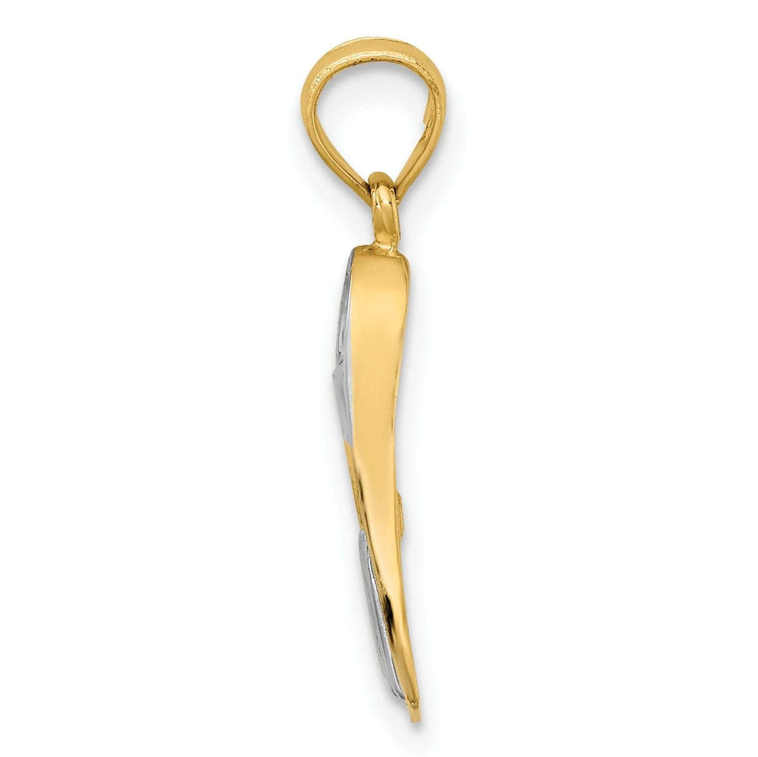 Lovely Rita's Pendants & Charms 14k Yellow Gold Rhodium Polished Finish 3-Dimensional Scuba Flipper Charm Pendant