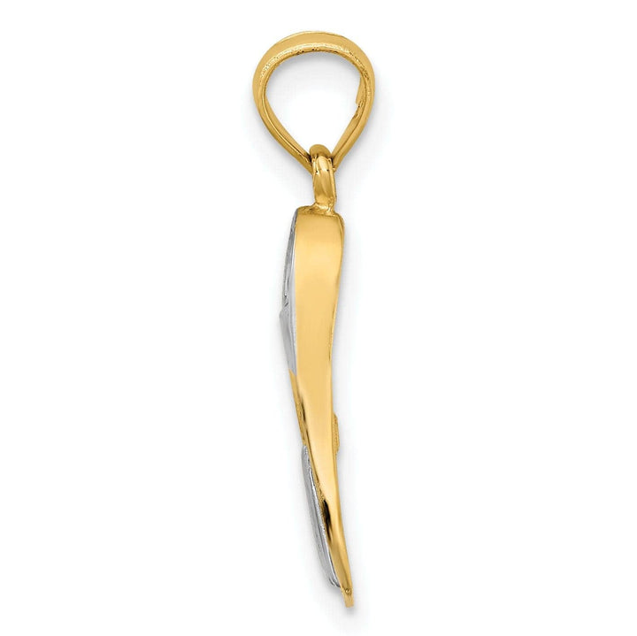 Lovely Rita's Pendants & Charms 14k Yellow Gold Rhodium Polished Finish 3-Dimensional Scuba Flipper Charm Pendant