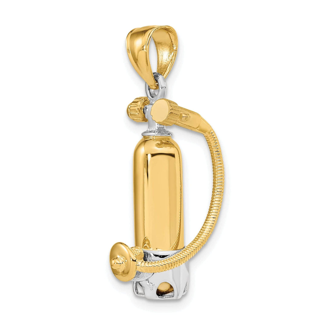 Lovely Rita's Pendants & Charms 14K Yellow Gold Rhodium Polished Finish 3-Dimensional Single Scuba Tank with Hose Charm Pendant