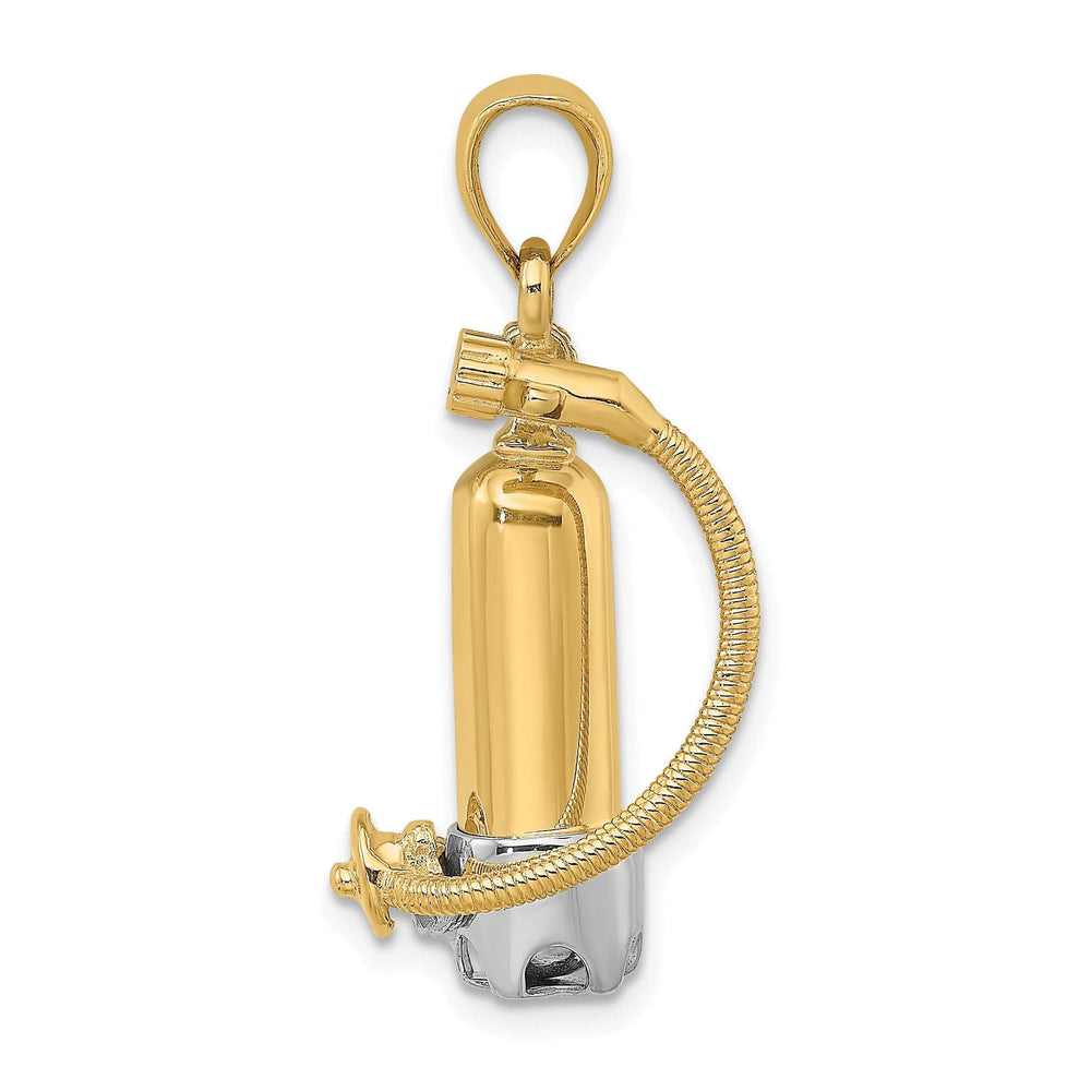 Lovely Rita's Pendants & Charms 14K Yellow Gold Rhodium Polished Finish 3-Dimensional Single Scuba Tank with Hose Charm Pendant