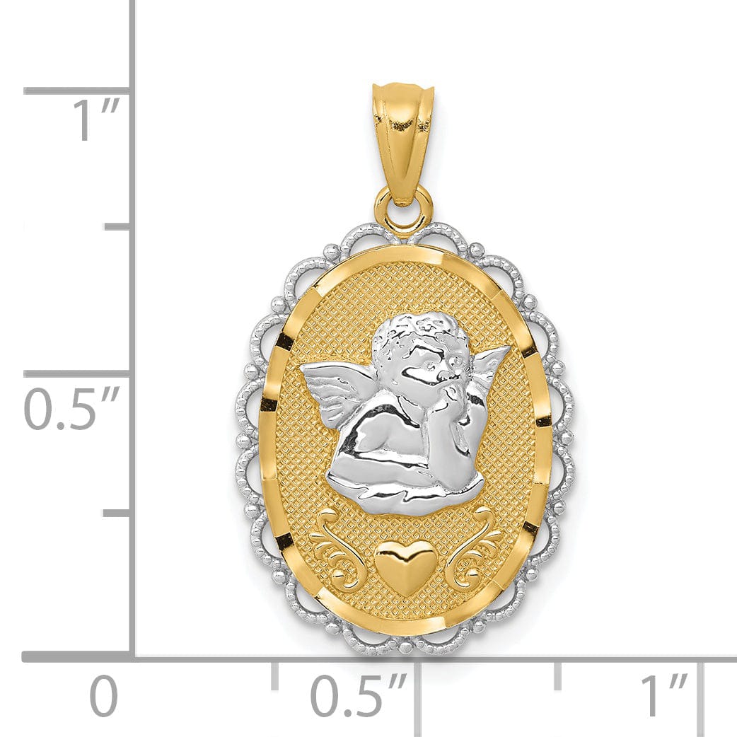 Lovely Rita's Pendants & Charms 14K Yellow Gold Rhodium Polished Finish Concave Angel Pendant