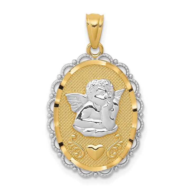 Lovely Rita's Pendants & Charms 14K Yellow Gold Rhodium Polished Finish Concave Angel Pendant