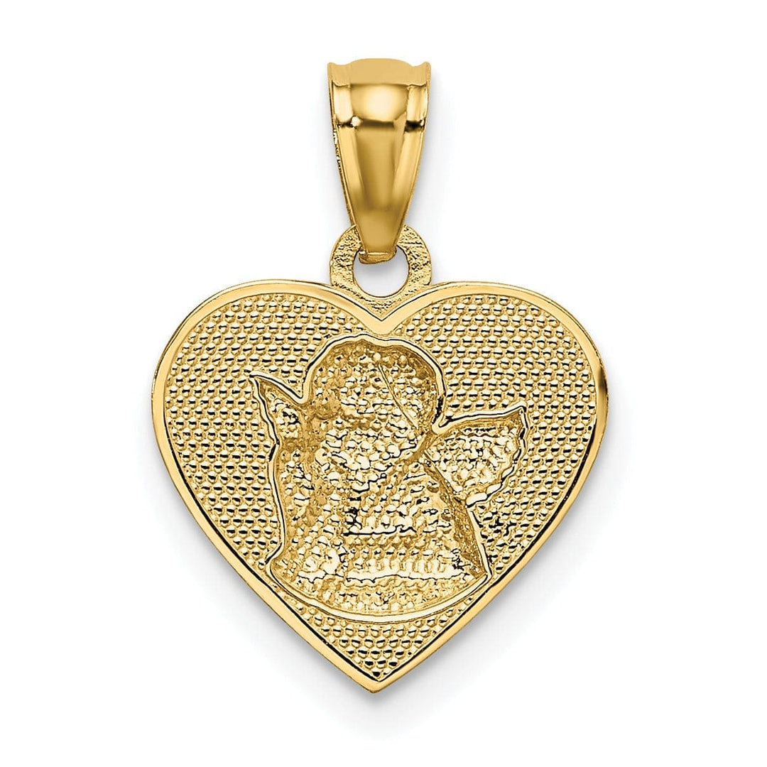 Lovely Rita's Pendants & Charms 14k Yellow Gold Rhodium Polished Finish Guardian Angel Heart Pendant