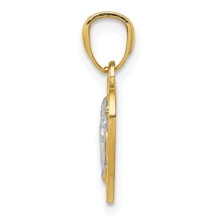 Lovely Rita's Pendants & Charms 14k Yellow Gold Rhodium Polished Finish Guardian Angel Heart Pendant