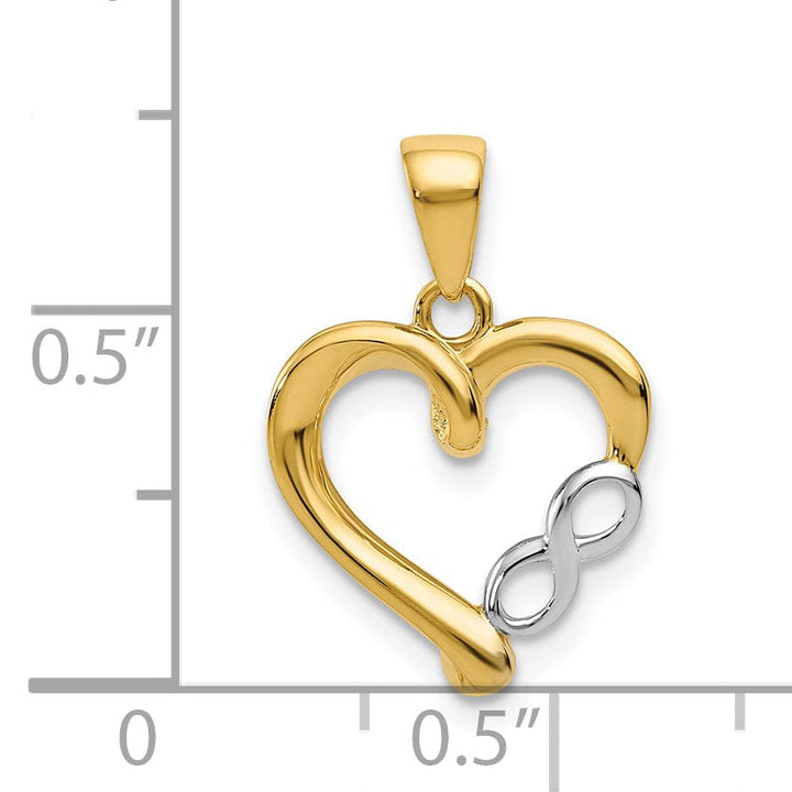 Lovely Rita's Pendants & Charms 14K Yellow Gold, Rhodium Polished Finish Infinity Symbol in Heart Shape Design Pendant