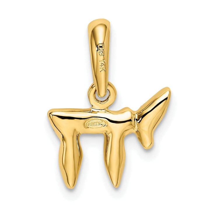 Lovely Rita's Pendants & Charms 14K Yellow Gold Rhodium Polished Finish LIFE Chai Charm Pendant